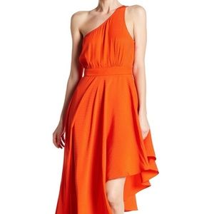 JAY GODFREY One-Shoulder Ruffle Asymmetrical Dress